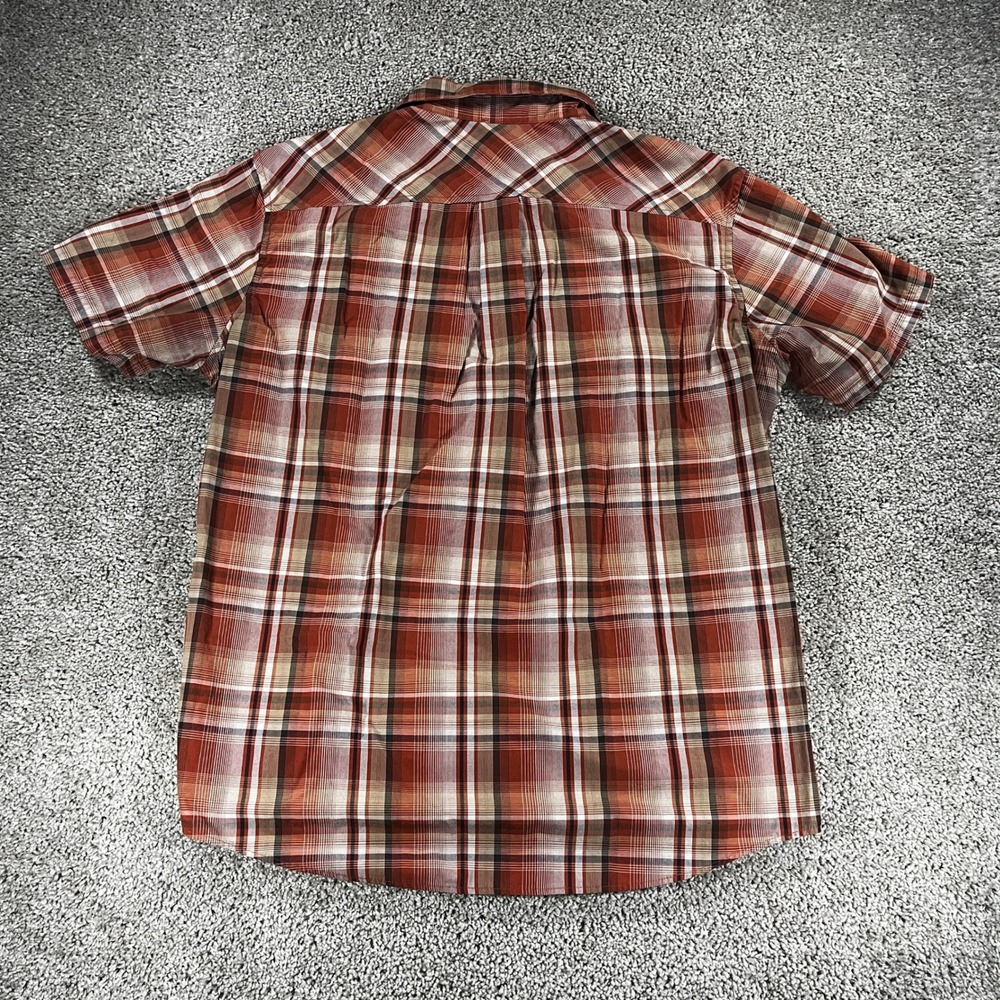 Eddie Bauer Mens Large Orange Plaid Short Sleeve Button Down Hiking Shirt - Picture 7 of 7